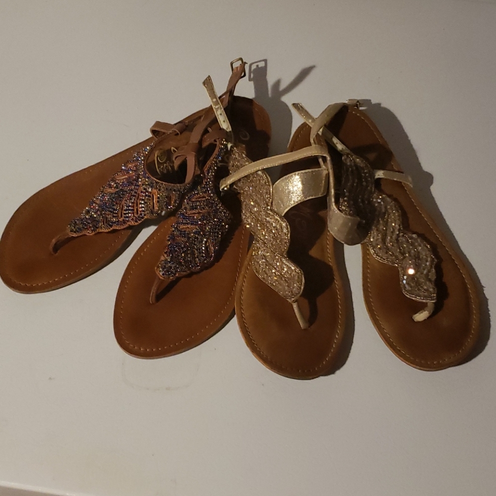 Naughty Monkey Jeweled Sandals Duo
